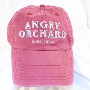 Angry Orchard Hard Cider Distressed Red Embroidered Strapback Adjustable Hat Cap
